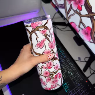 KUBEK/TUMBLER 600ML ZE SŁOMKĄ - SAKURA - 2