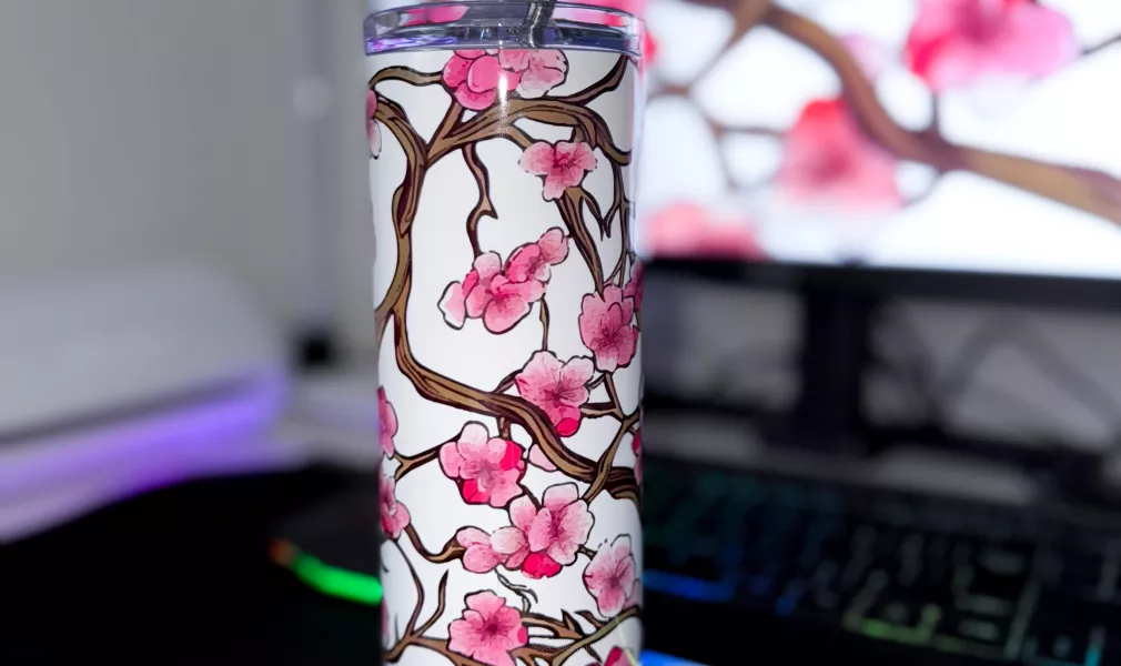 KUBEK/TUMBLER 600ML ZE SŁOMKĄ - SAKURA
